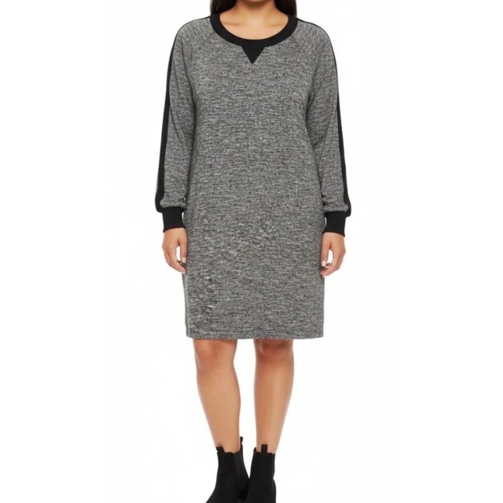 Max Studio marled knit heathered crewneck sweater dress